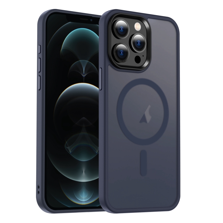 

For iPhone 12 Pro Max MagSafe Magnetic Skin Feel Frosted Phone Case(Dark Blue)