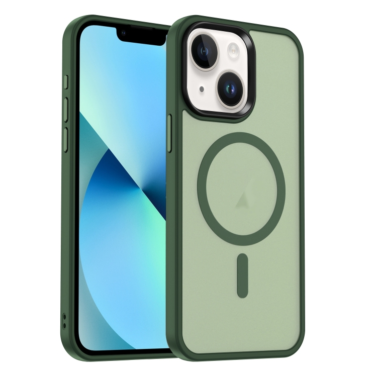 

For iPhone 13 MagSafe Magnetic Skin Feel Frosted Phone Case(Dark Green)