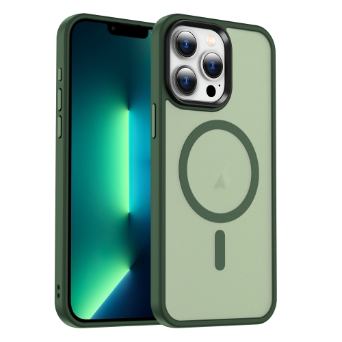 

For iPhone 13 Pro MagSafe Magnetic Skin Feel Frosted Phone Case(Dark Green)