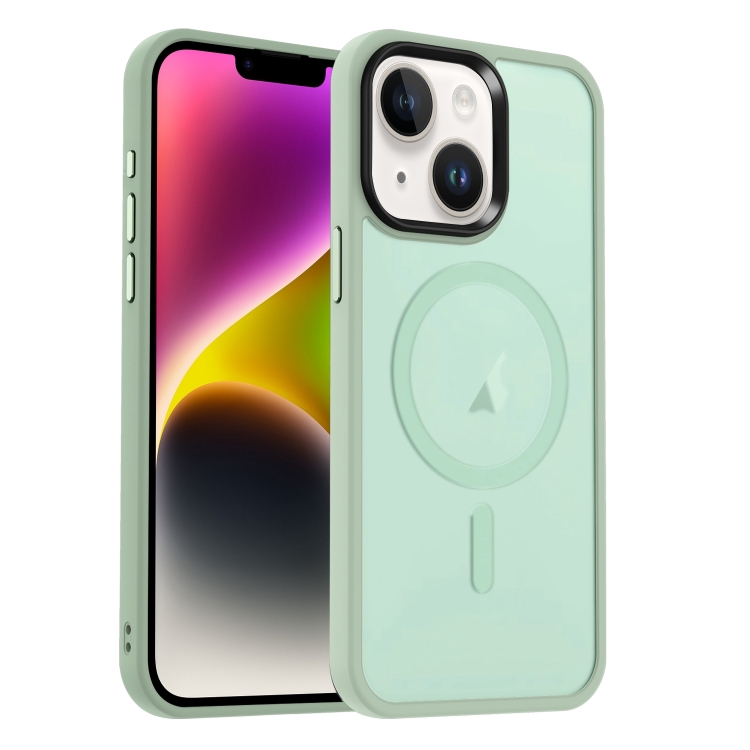 

For iPhone 14 MagSafe Magnetic Skin Feel Frosted Phone Case(Light Green)