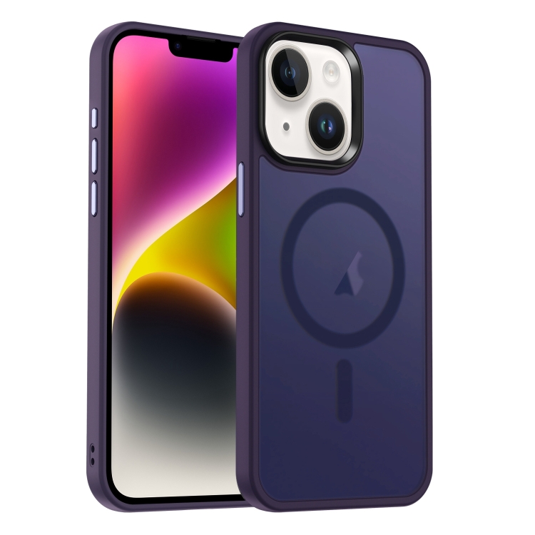

For iPhone 14 MagSafe Magnetic Skin Feel Frosted Phone Case(Dark Purple)