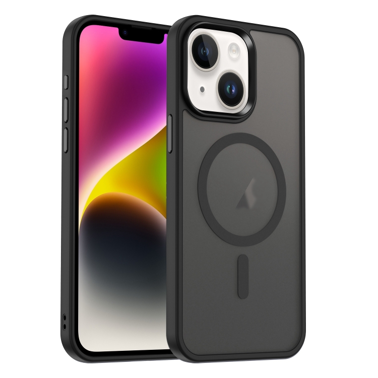 

For iPhone 14 Plus MagSafe Magnetic Skin Feel Frosted Phone Case(Black)