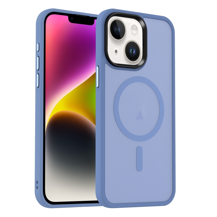 

For iPhone 14 Plus MagSafe Magnetic Skin Feel Frosted Phone Case(Light Blue)