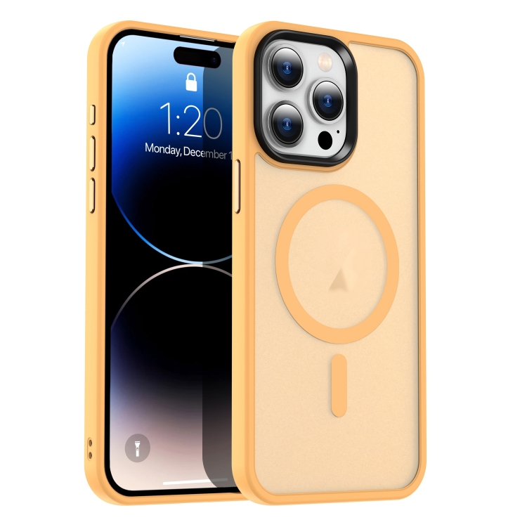

For iPhone 14 Pro Max MagSafe Magnetic Skin Feel Frosted Phone Case(Orange)