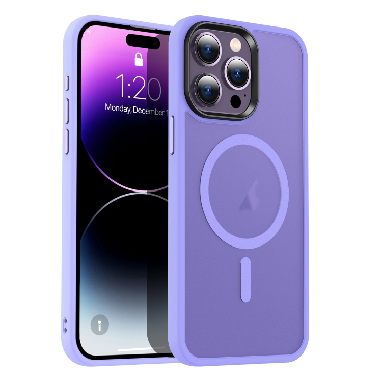 

For iPhone 14 Pro Max MagSafe Magnetic Skin Feel Frosted Phone Case(Light Purple)