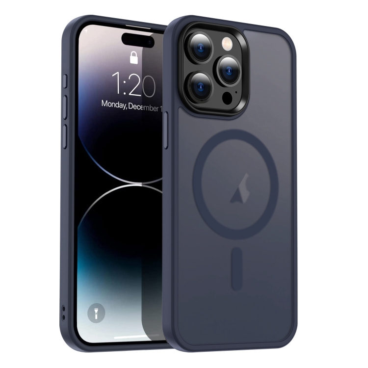 

For iPhone 14 Pro Max MagSafe Magnetic Skin Feel Frosted Phone Case(Dark Blue)