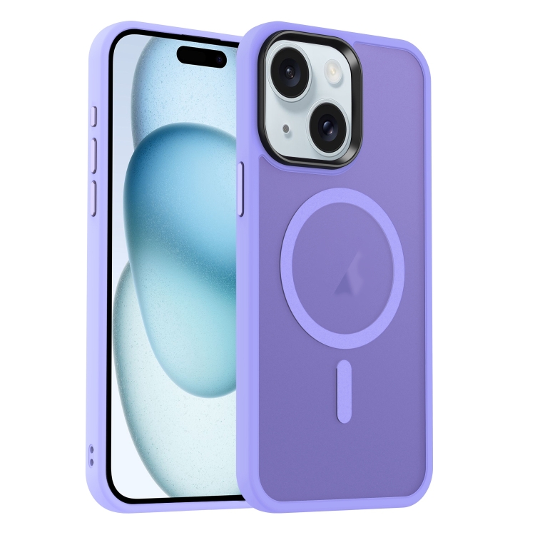 

For iPhone 15 MagSafe Magnetic Skin Feel Frosted Phone Case(Light Purple)