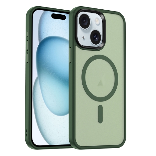 

For iPhone 15 MagSafe Magnetic Skin Feel Frosted Phone Case(Dark Green)