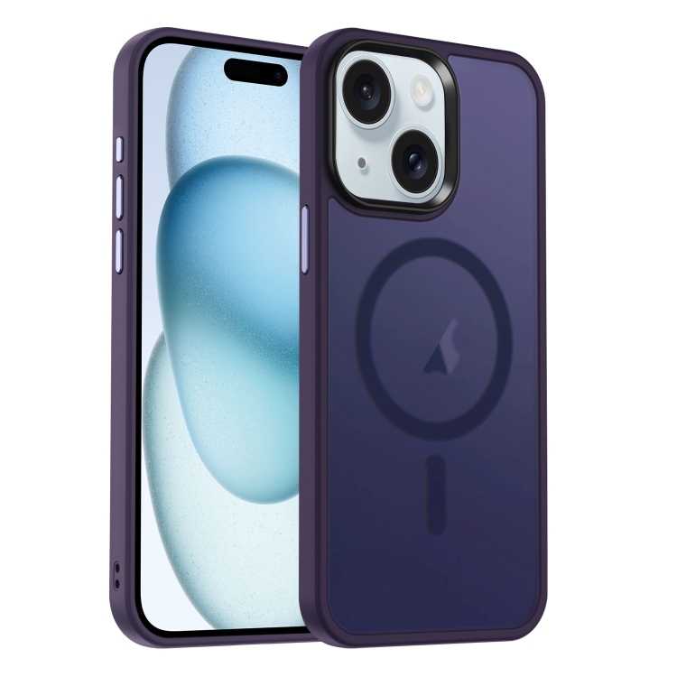 

For iPhone 15 MagSafe Magnetic Skin Feel Frosted Phone Case(Dark Purple)