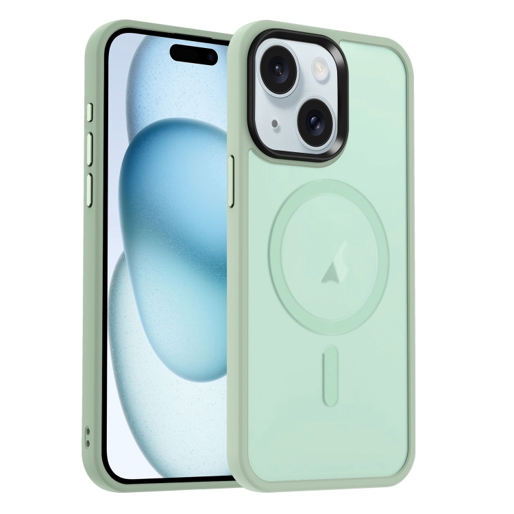 

For iPhone 15 Plus MagSafe Magnetic Skin Feel Frosted Phone Case(Light Green)