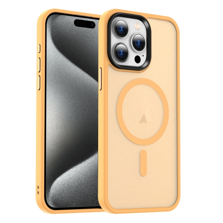 

For iPhone 15 Pro MagSafe Magnetic Skin Feel Frosted Phone Case(Orange)