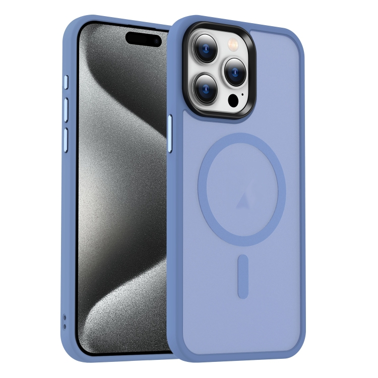 

For iPhone 15 Pro MagSafe Magnetic Skin Feel Frosted Phone Case(Light Blue)