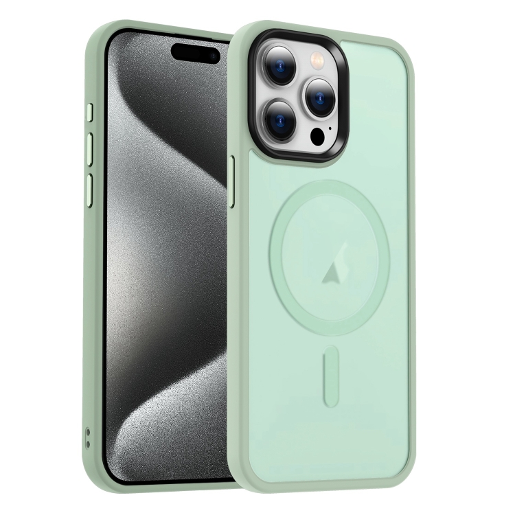 

For iPhone 15 Pro MagSafe Magnetic Skin Feel Frosted Phone Case(Light Green)