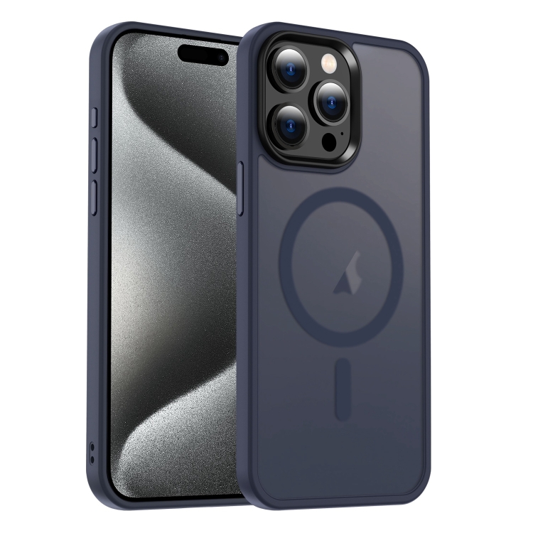 

For iPhone 15 Pro MagSafe Magnetic Skin Feel Frosted Phone Case(Dark Blue)
