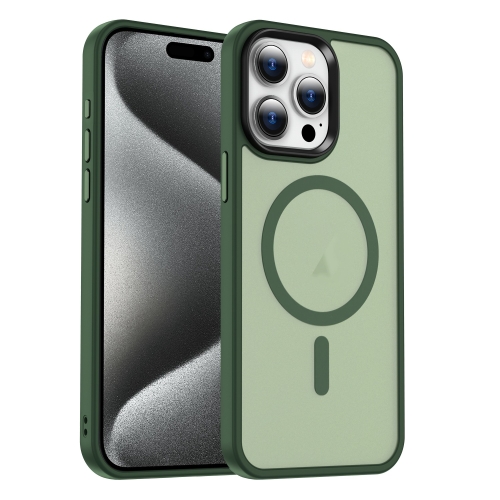 

For iPhone 15 Pro MagSafe Magnetic Skin Feel Frosted Phone Case(Dark Green)