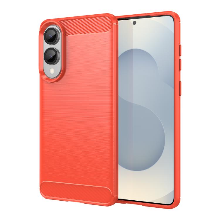 

For Samsung Galaxy S25 Edge 5G Carbon Fiber Brushed Texture TPU Phone Case(Red)