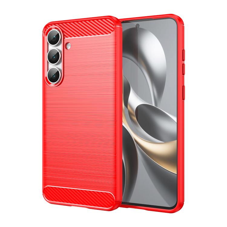 

For Samsung Galaxy S25 FE 5G Carbon Fiber Brushed Texture TPU Phone Case(Red)