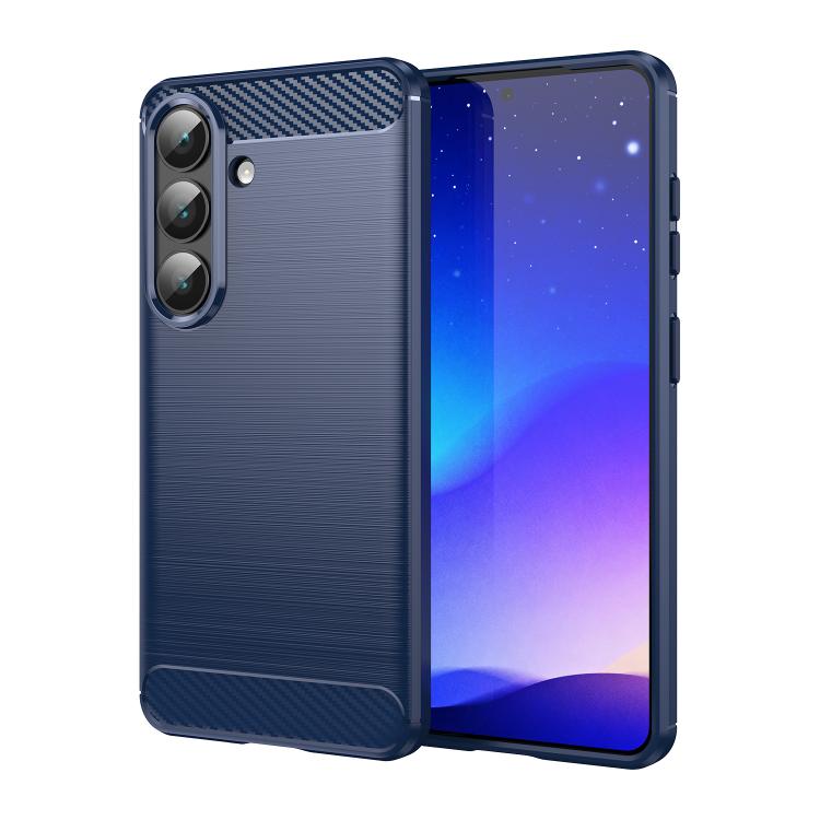 For Samsung Galaxy S26+ 5G Carbon Fiber Brushed Texture TPU Phone Case(Blue)