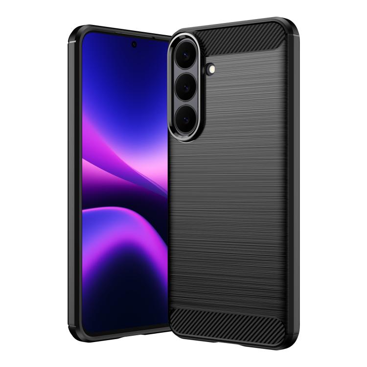 For Galaxy S26 FE 5G Carbon Fiber Brushed Texture TPU Phone Case(Black)