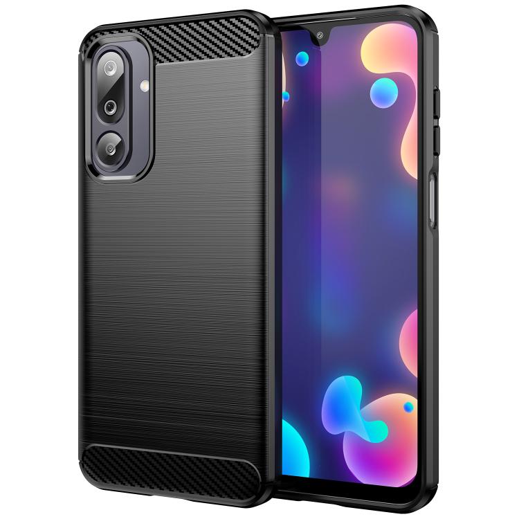

For Samsung Galaxy M36 5G Carbon Fiber Brushed Texture TPU Phone Case(Black)