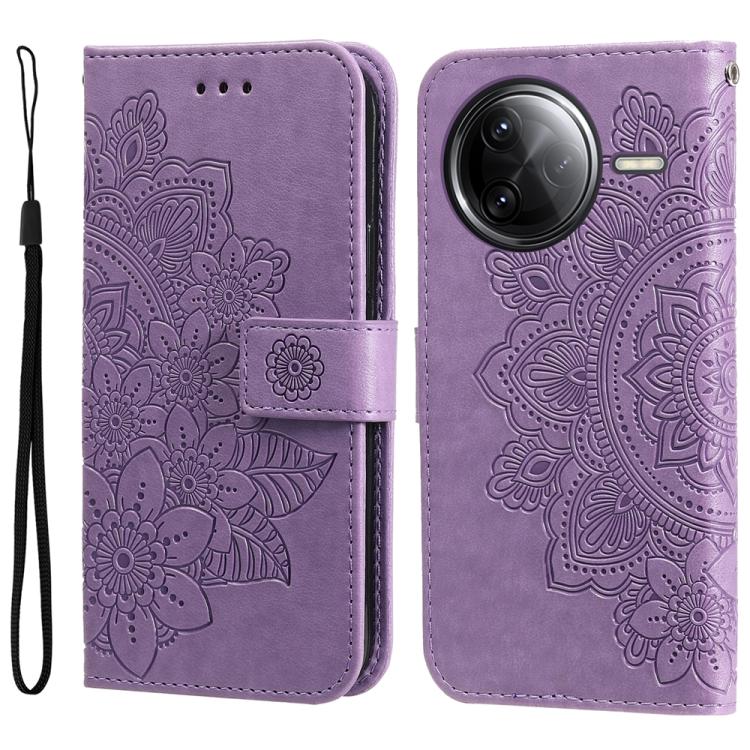 

For Redmi K80 Pro Seven-petal Flowers Embossing Leather Phone Case(Light Purple)