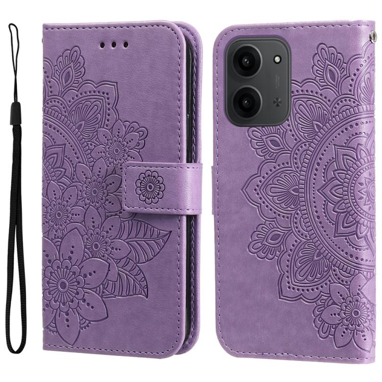 

For Redmi 15C 5G / 4G EU 173mm / Poco C85 5G Seven-petal Flowers Embossing Leather Phone Case(Light Purple)