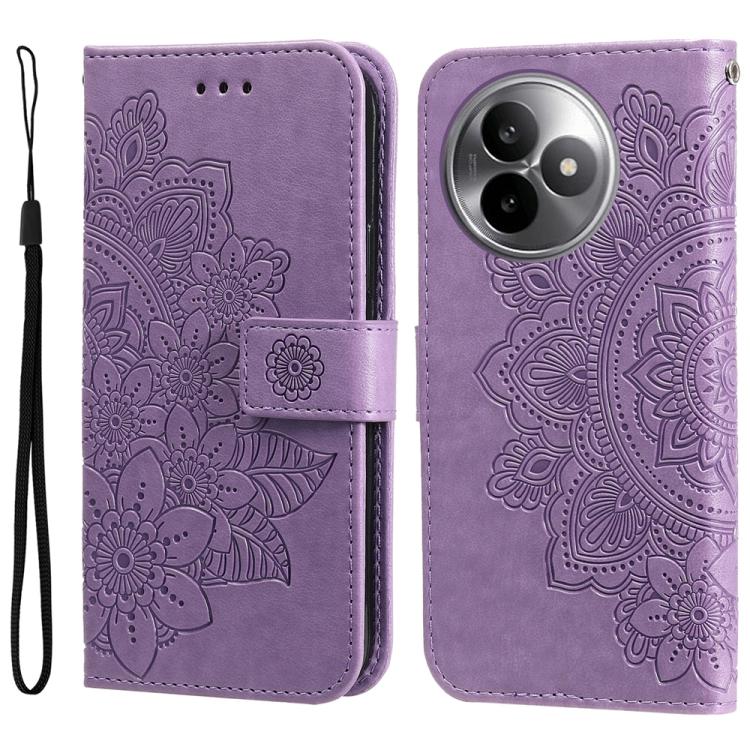 

For Redmi K80 Ultra Seven-petal Flowers Embossing Leather Phone Case(Light Purple)