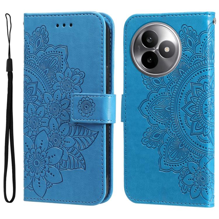 

For Redmi K80 Ultra Seven-petal Flowers Embossing Leather Phone Case(Blue)