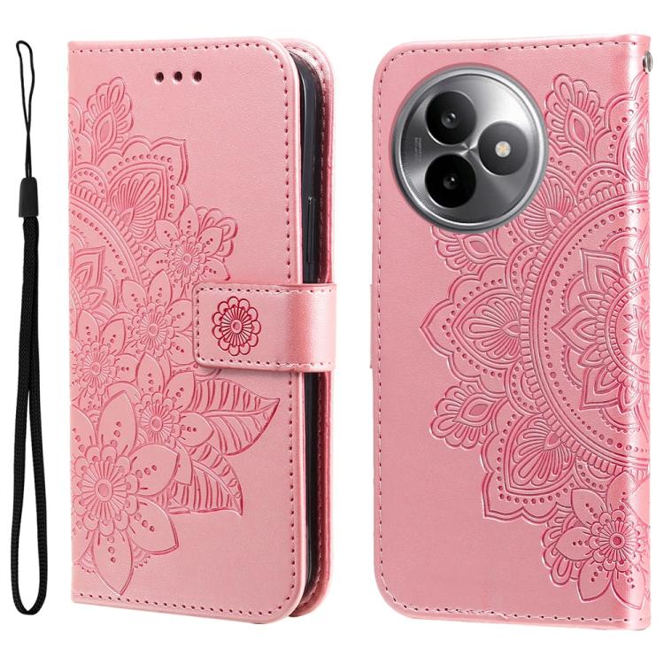 

For Redmi K80 Ultra Seven-petal Flowers Embossing Leather Phone Case(Rose Gold)