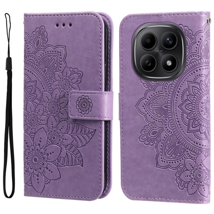 

For Redmi Note 15 5G Global 164mm Seven-petal Flowers Embossing Leather Phone Case(Light Purple)