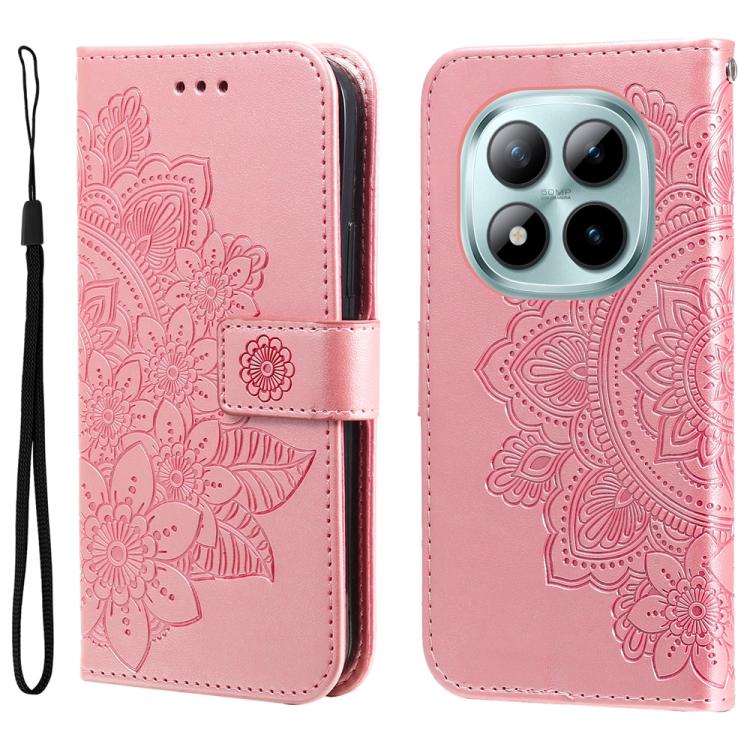 

For Redmi Note 15 Pro+ 5G Global 163.3mm Seven-petal Flowers Embossing Leather Phone Case(Rose Gold)