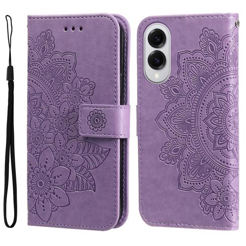 

For Samsung Galaxy S25 Edge 5G Seven-petal Flowers Embossing Leather Phone Case(Light Purple)