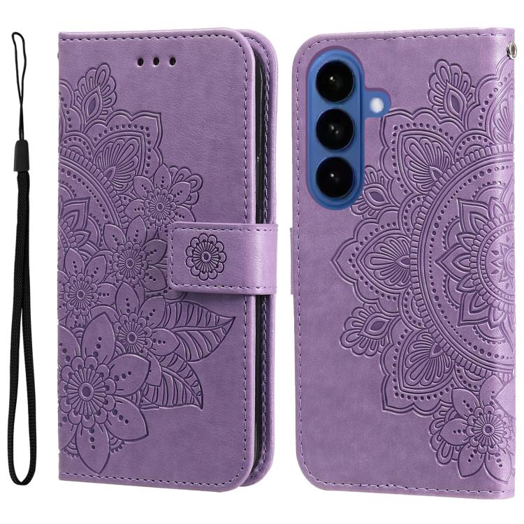 

For Samsung Galaxy S26 5G / S26 Pro 5G Seven-petal Flowers Embossing Leather Phone Case(Light Purple)