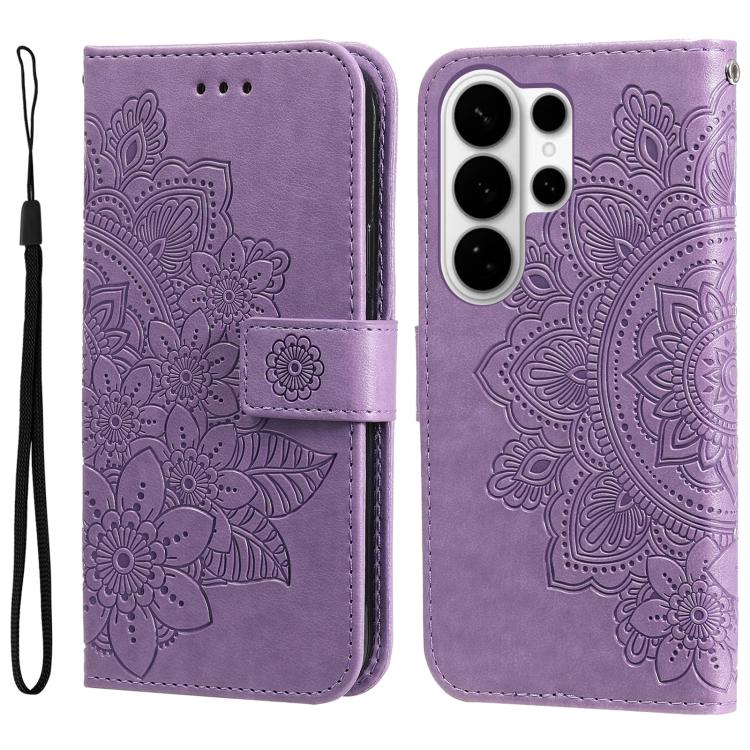 

For Samsung Galaxy S26 Ultra 5G Seven-petal Flowers Embossing Leather Phone Case(Light Purple)
