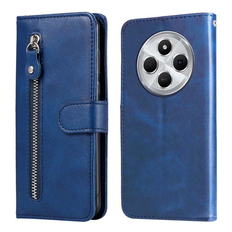 

For Redmi 14C 4G Fashion Calf Texture Zipper Leather Phone Case(Blue)