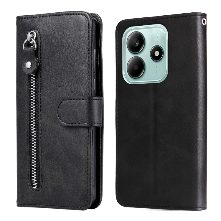 

For Redmi Note 14 5G Fashion Calf Texture Zipper Leather Phone Case(Black)