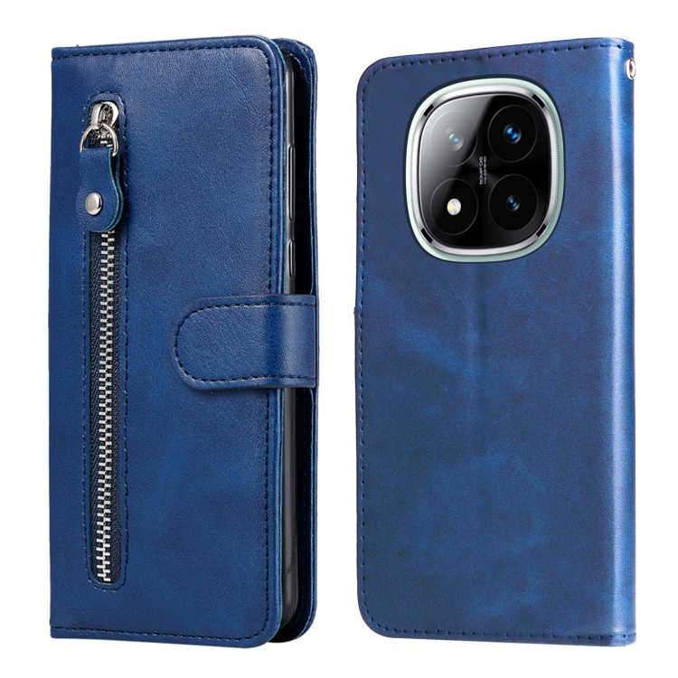 

For Redmi Note 14 Pro 5G / Note 14 Pro+ 5G Fashion Calf Texture Zipper Leather Phone Case(Blue)