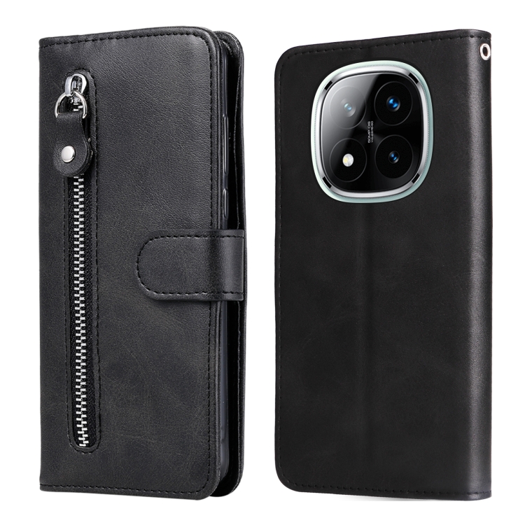 

For Redmi Note 14 Pro 5G / Note 14 Pro+ 5G Fashion Calf Texture Zipper Leather Phone Case(Black)
