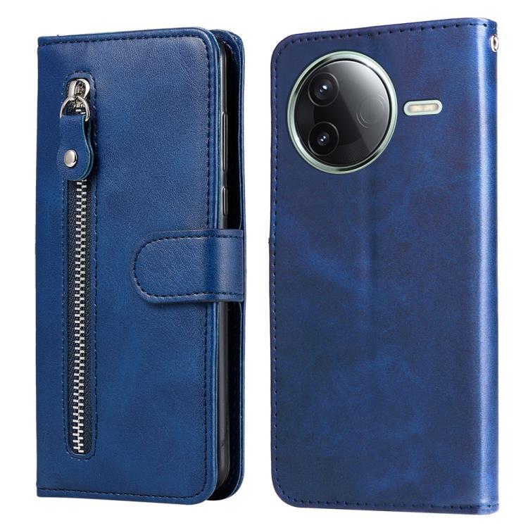 

For Redmi K80 Fashion Calf Texture Zipper Leather Phone Case(Blue)