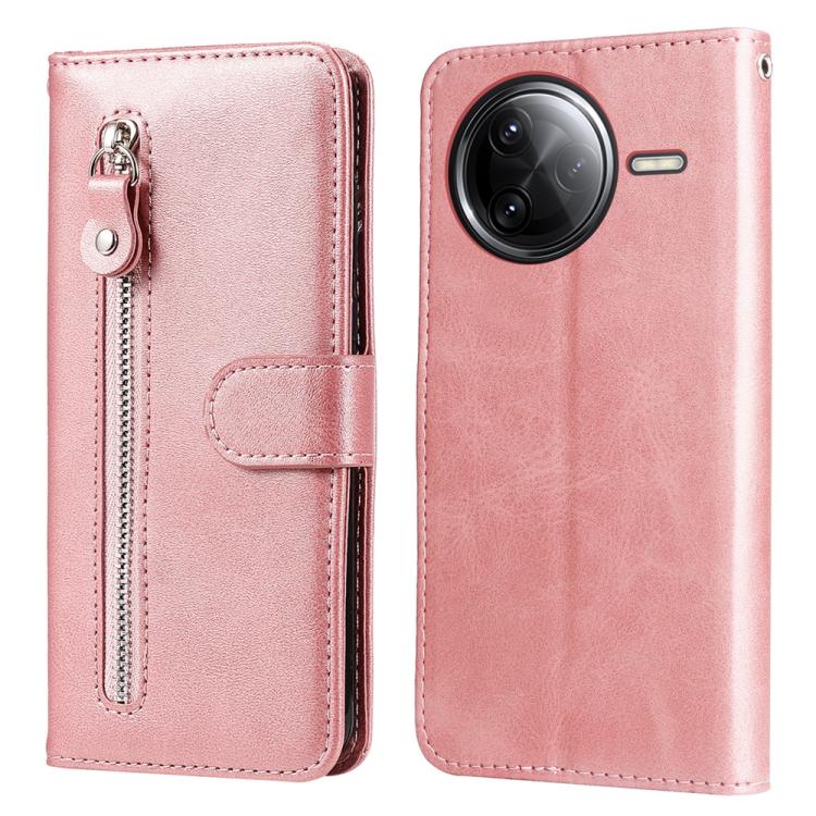 

For Redmi K80 Pro Fashion Calf Texture Zipper Leather Phone Case(Rose Gold)