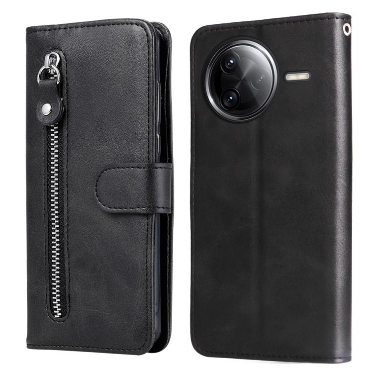 

For Redmi K80 Pro Fashion Calf Texture Zipper Leather Phone Case(Black)