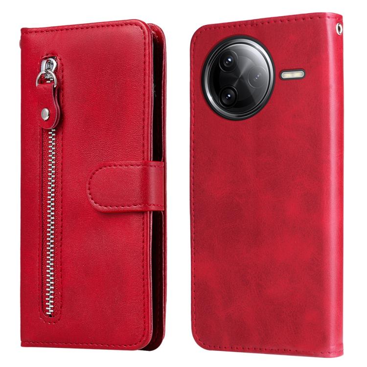 

For Redmi K80 Pro Fashion Calf Texture Zipper Leather Phone Case(Red)