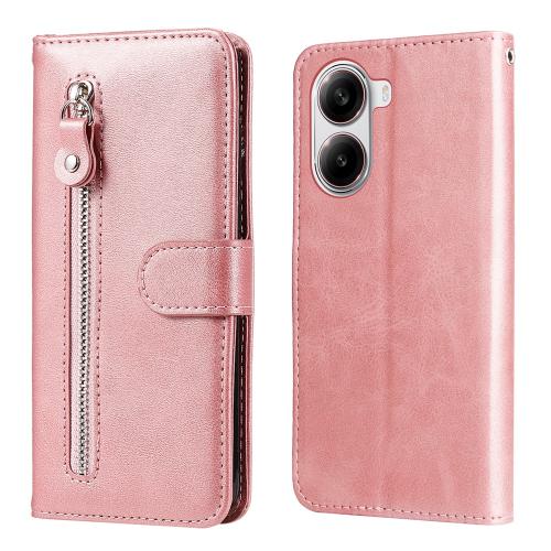 

For Redmi Turbo 4 / Xiaomi Poco X7 Pro Fashion Calf Texture Zipper Leather Phone Case(Rose Gold)