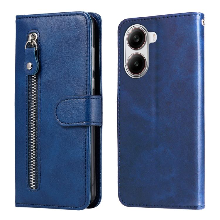 

For Redmi Turbo 4 / Xiaomi Poco X7 Pro Fashion Calf Texture Zipper Leather Phone Case(Blue)