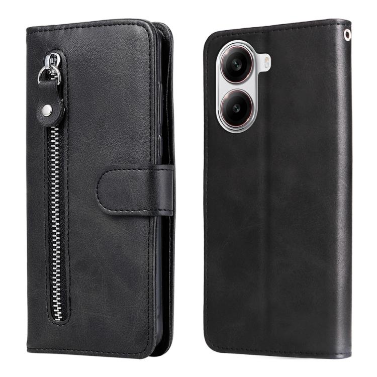 

For Redmi Turbo 4 / Xiaomi Poco X7 Pro Fashion Calf Texture Zipper Leather Phone Case(Black)