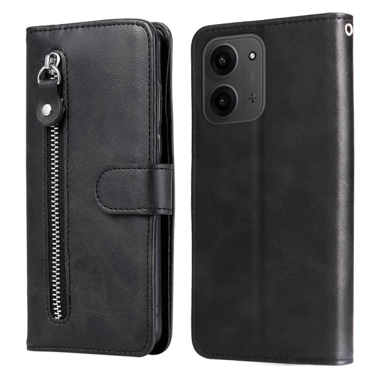 

For Redmi 15C 5G / 4G EU 173mm Fashion Calf Texture Zipper Leather Phone Case(Black)