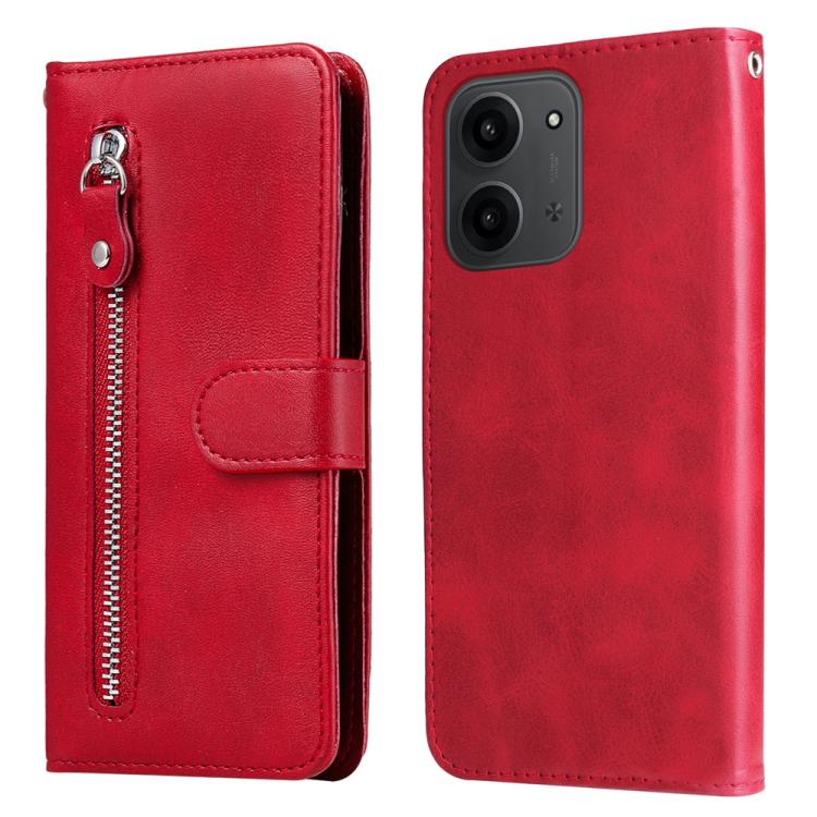 

For Redmi 15C 5G / 4G EU 173mm / Poco C85 5G Fashion Calf Texture Zipper Leather Phone Case(Red)