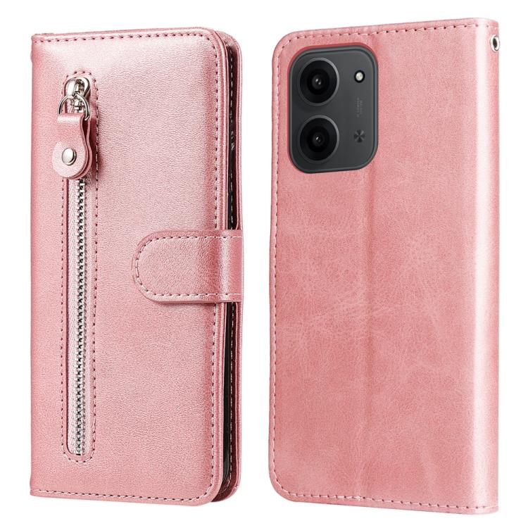 

For Redmi 15C 5G / 4G Global 171mm / Poco C85 4G Fashion Calf Texture Zipper Leather Phone Case(Rose Gold)