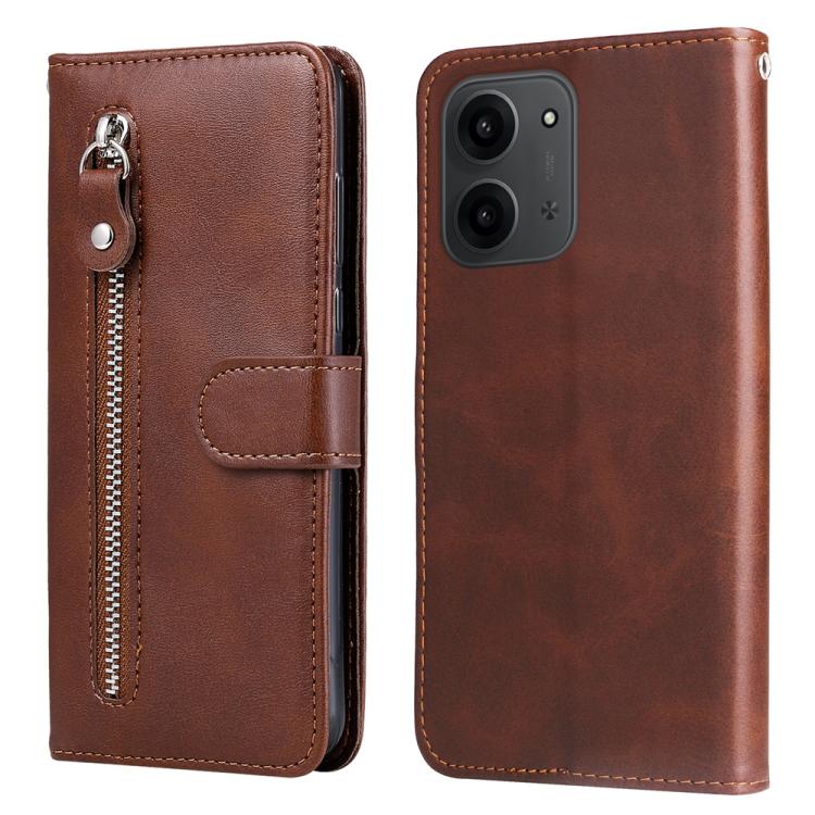 

For Redmi 15C 5G / 4G Global 171mm / Poco C85 4G Fashion Calf Texture Zipper Leather Phone Case(Brown)