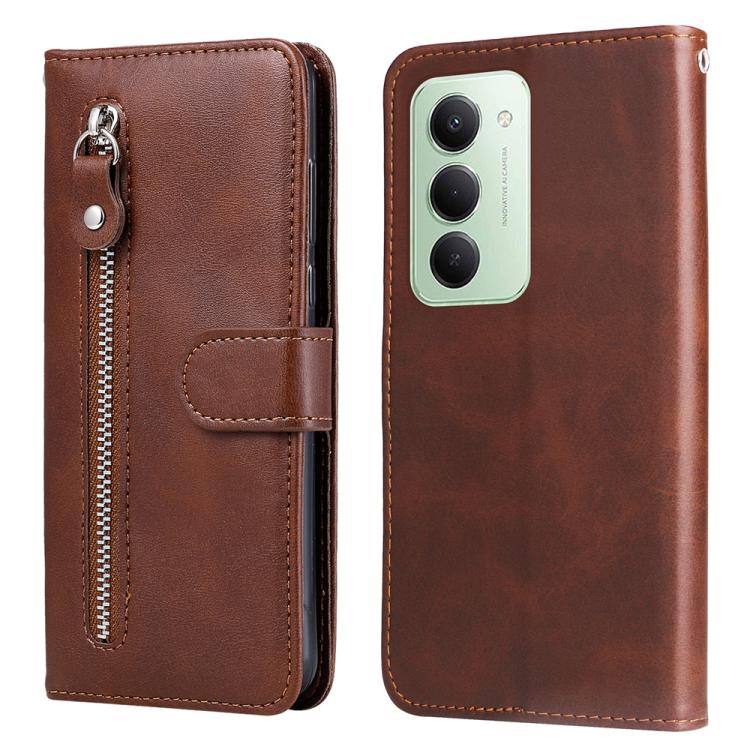 

For Redmi 15 5G Global / 15 4G SEA 169.5mm Fashion Calf Texture Zipper Leather Phone Case(Brown)